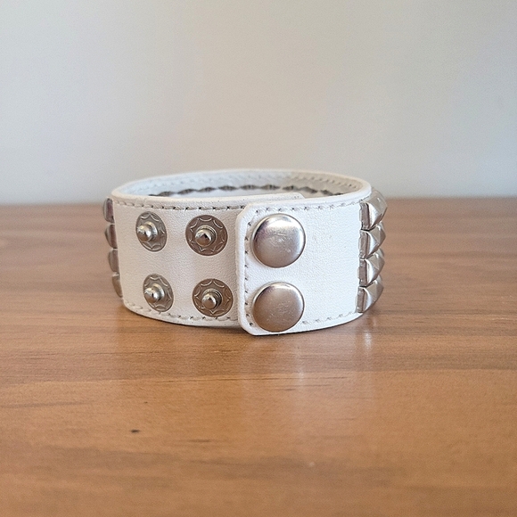 3/$30.White Leather Studded Cuff - Picture 4 of 6